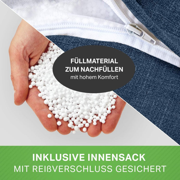 Indoor Sitzsack in Leinen-Optik inkl. Sitzhocker - sitzsack-shop