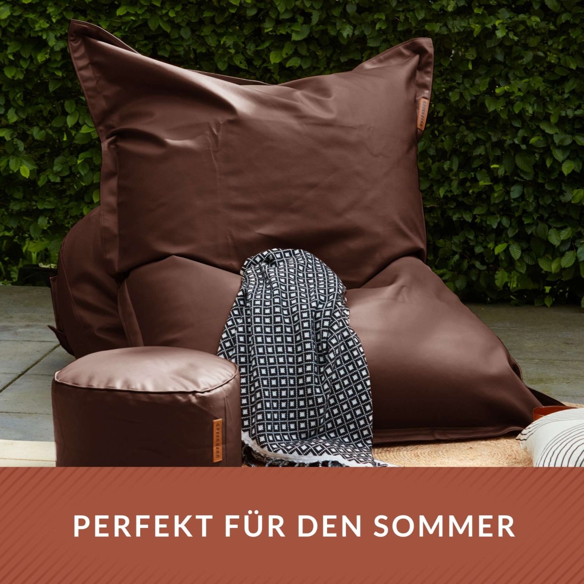 Kunstleder XXL Square Sitzsack + Ottomane im Set - sitzsack-shop