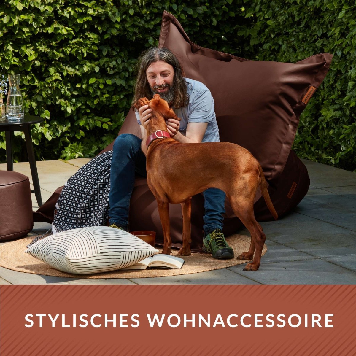 Kunstleder XXL Square Sitzsack + Pouf im Set - sitzsack-shop