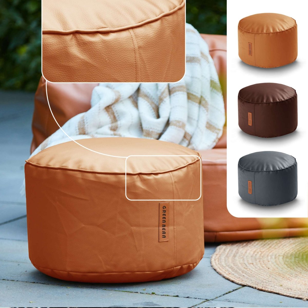 Kunstleder XXL Square Sitzsack + Pouf im Set - sitzsack-shop