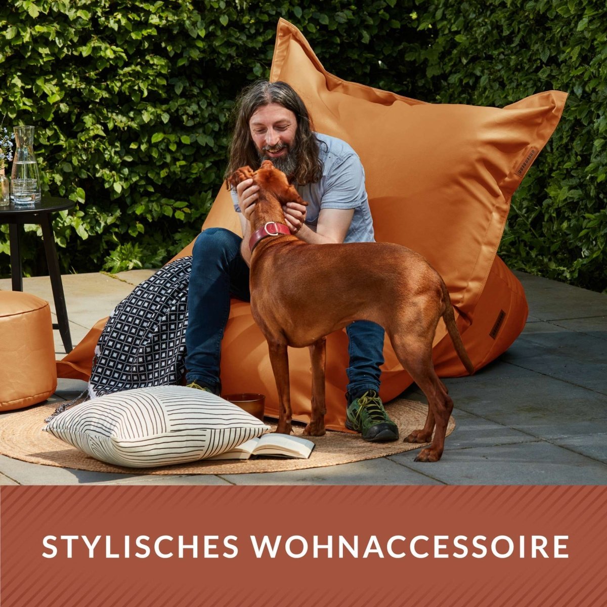 Kunstleder XXL Square Sitzsack + Pouf im Set - sitzsack-shop