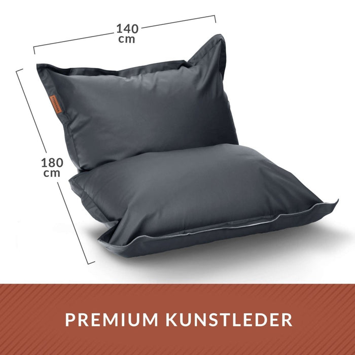 Kunstleder XXL Square Sitzsack + Pouf im Set - sitzsack-shop