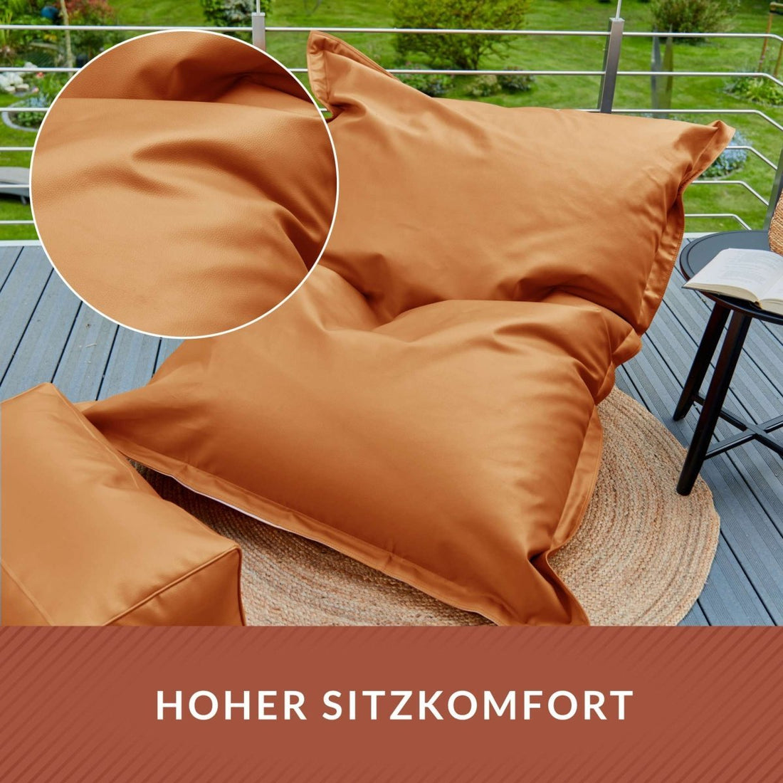 Kunstleder XXL Square Sitzsack + Pouf im Set - sitzsack-shop