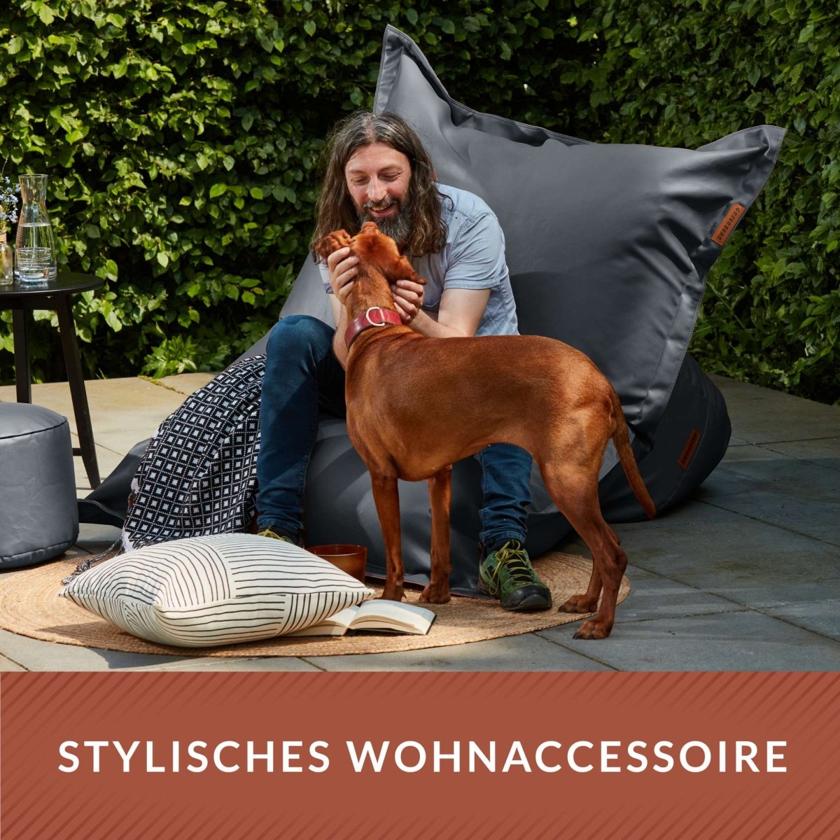 Kunstleder XXL Square Sitzsack + Pouf im Set - sitzsack-shop