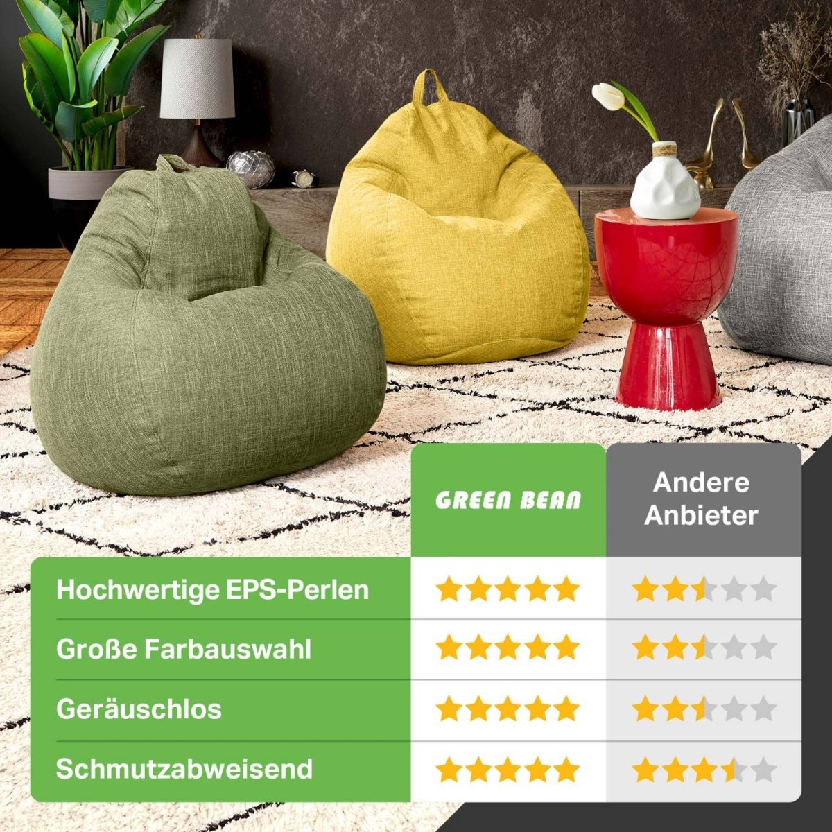 Indoor-Sitzsack in Leinen-Optik - sitzsack-shop